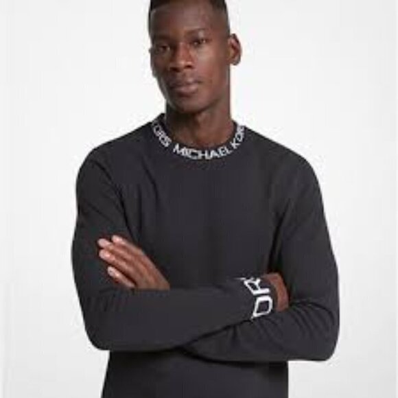Michael Kors Logo Neck Crewneck Sweater Black Large - Picture 3 of 8